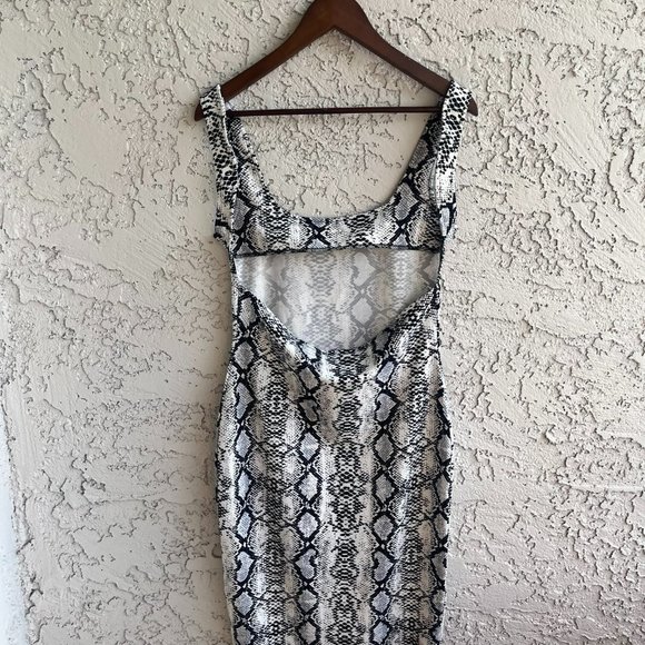 SHEIN Snake-Print Backless Bodycon Dress Women's Large - Picture 4 of 6
